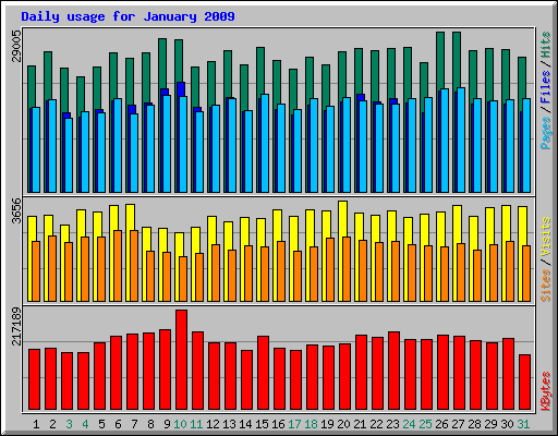 Daily usage for January 2009