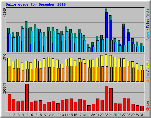 Daily usage for December 2010