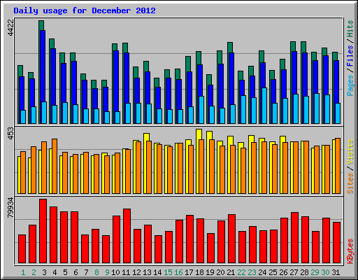 Daily usage for December 2012