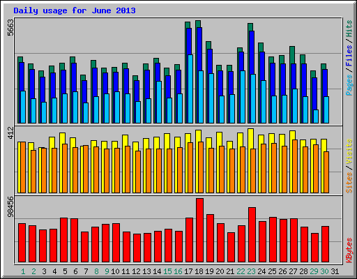 Daily usage for June 2013