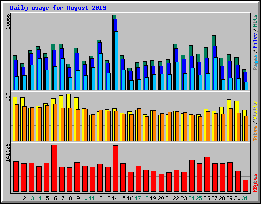 Daily usage for August 2013