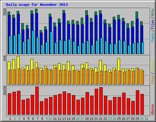 Daily usage for November 2013