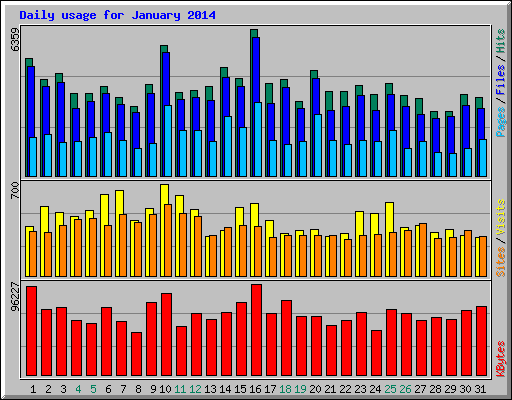 Daily usage for January 2014