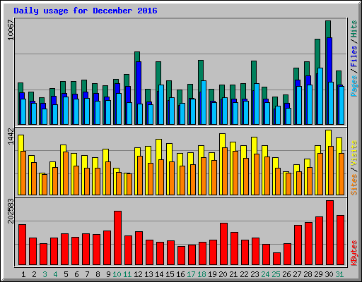 Daily usage for December 2016