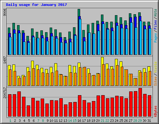 Daily usage for January 2017