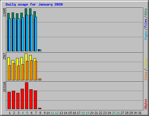 Daily usage for January 2020