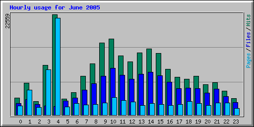 Hourly usage for June 2005