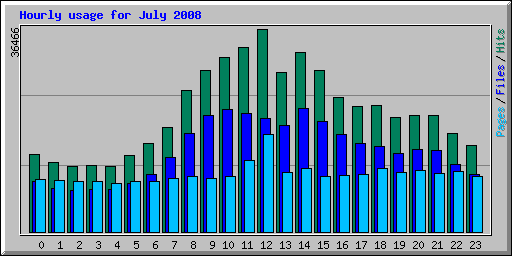 Hourly usage for July 2008