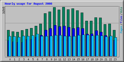 Hourly usage for August 2008