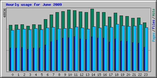 Hourly usage for June 2009