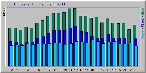 Hourly usage for February 2011