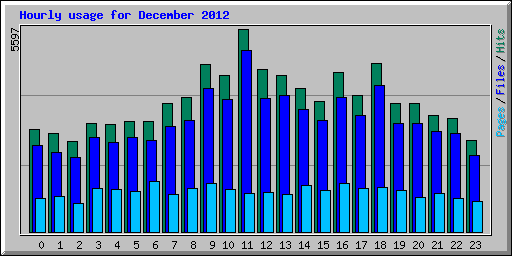 Hourly usage for December 2012