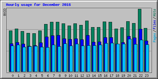 Hourly usage for December 2016